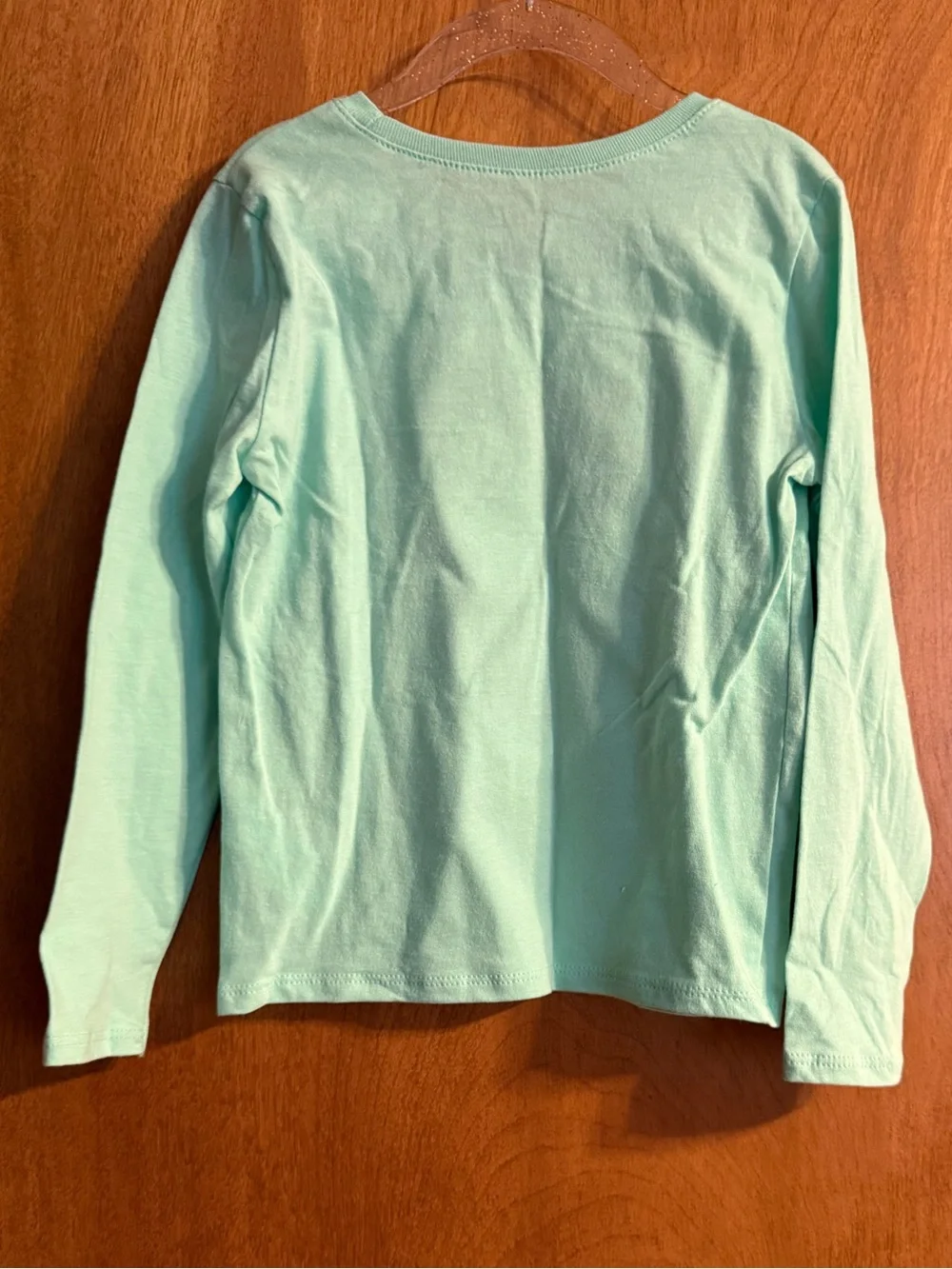 Girls' Mint Long-Sleeve Graphic Top with Pink Sea Creature